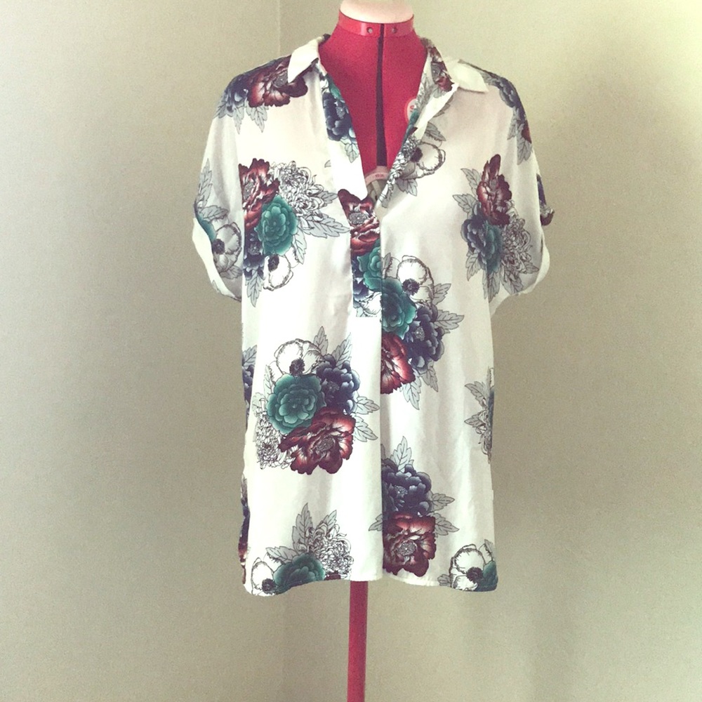 Oversized retro flower print tunic